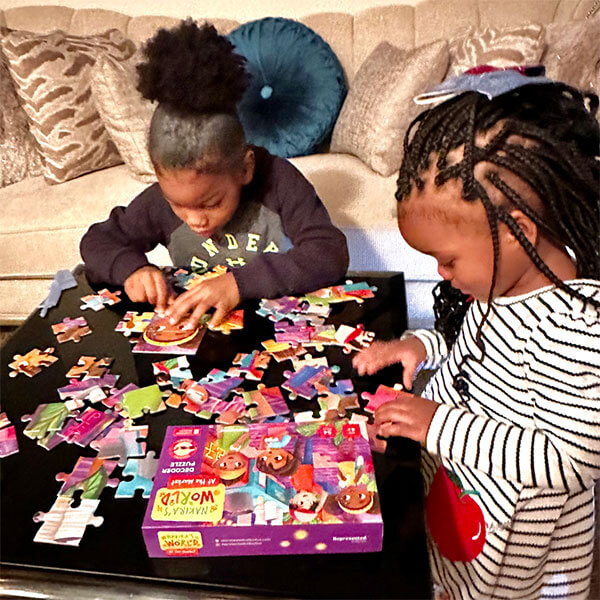 Girls Playing with Puzzle